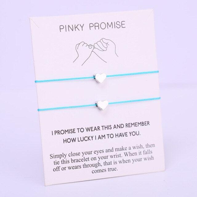 Heart Pinky Promise Adjustable Bracelets Best Friends Matching Bracelets For Couples Friendship Bracelet Adjustable Cord Relationship Him And Her Girlfriend Valentine's Day