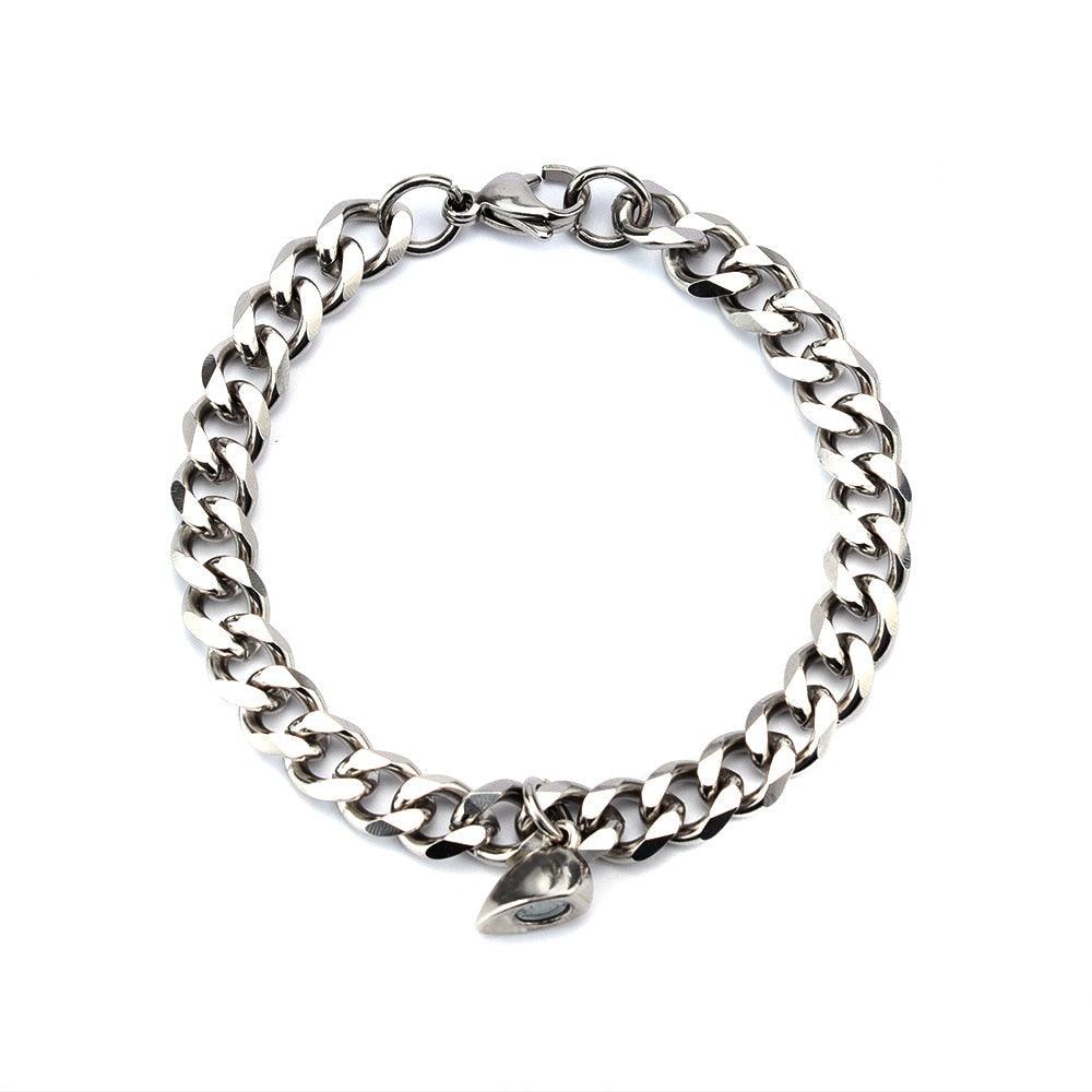 Heart Shaped Magnetic Stainless Steel Couple Bracelets Heart Charm Fashion Chain Bracelets Couples Matching Bracelets Promise Bracelet Stainless Steel Link Chain For Women Couples Love Bracelet