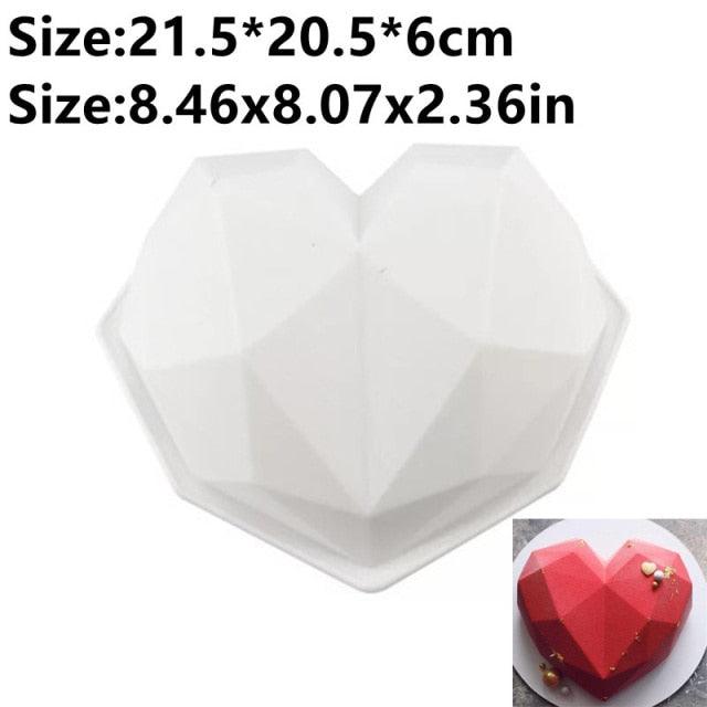 Heart Shaped Silicone Cake Mold With Mini Hammer 3D Geometric Cake Mold Silicone Mousse/Chocolate Cakes Mould For Birthday Heart Shaped Chocolate Mold Silicone Fondant Chocolate Mousse Cake Molds Tray Multi Function