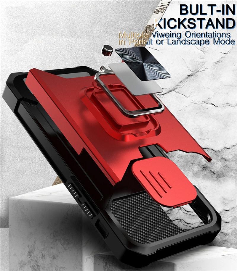 Heavy Duty Kickstand Stand Ring Shockproof Protective Cases Cover Camera Protection Magnetic Holder Case For iPhone 14 13 12 Pro Max Shockproof Card Slot Stand Cover