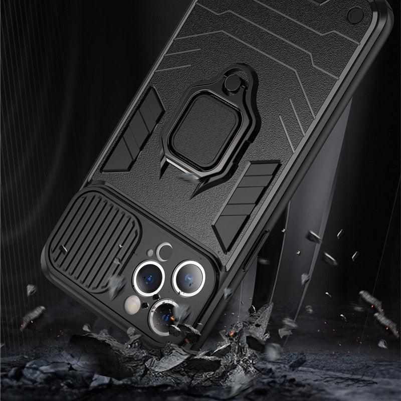 Heavy Duty Protective Phone Case Built-in Rotating Ring Kickstand Shockproof Case Camera Protection Armor Phone Case For iPhone 13 Pro Max 12 11 XR XS Max Shockproof Bumper Ring Holder Back Cover