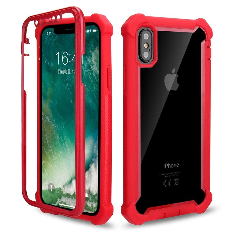 Heavy Duty Shockproof Phone Case For iPhone 14 13 12 Soft Transparent Back Cover Full-Body Clear Bumper Case with Built-in Screen Protector For iPhone