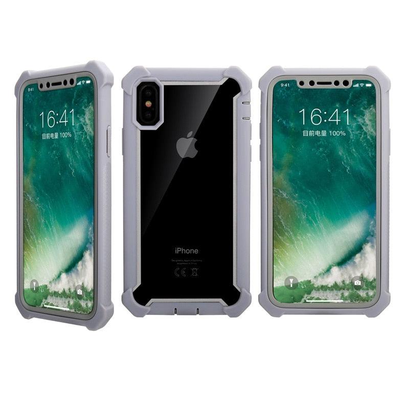 Heavy Duty Shockproof Phone Case For iPhone 14 13 12 Soft Transparent Back Cover Full-Body Clear Bumper Case with Built-in Screen Protector For iPhone