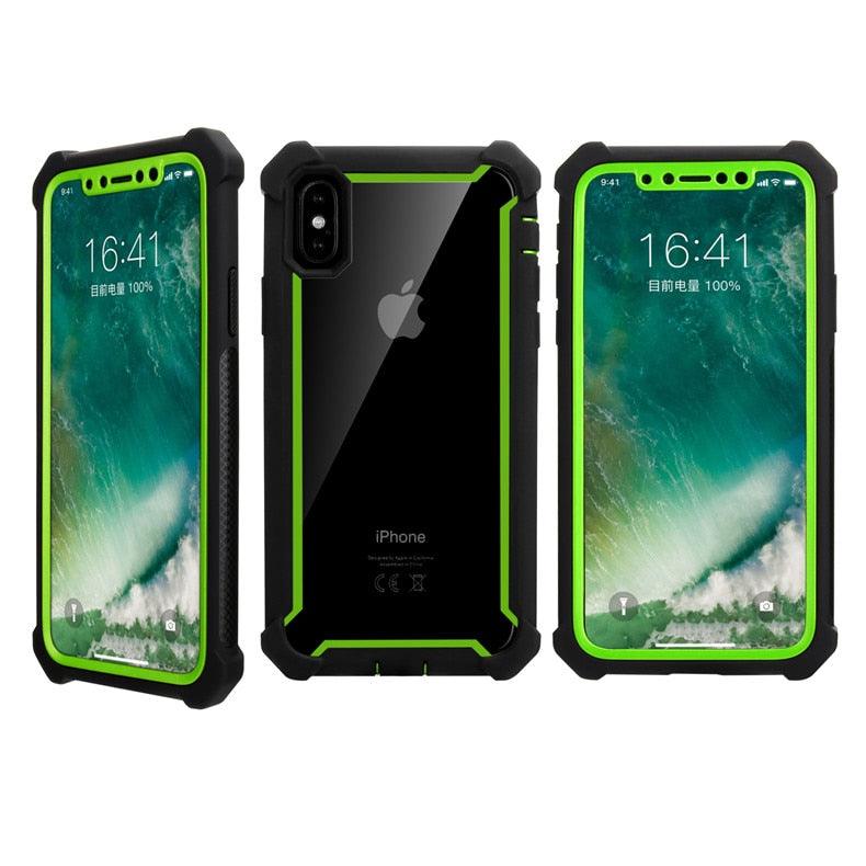 Heavy Duty Shockproof Phone Case For iPhone 14 13 12 Soft Transparent Back Cover Full-Body Clear Bumper Case with Built-in Screen Protector For iPhone