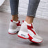 High Heel Womens Sneakers Shoes Red Black Air Cushion Casual Shoes Women Sneakers Modern Shoes Classic Athletic Sports Walking Shoes With Lace Up Platform Leather Trainers