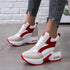 High Heel Womens Sneakers Shoes Red Black Air Cushion Casual Shoes Women Sneakers Modern Shoes Classic Athletic Sports Walking Shoes With Lace Up Platform Leather Trainers