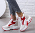 High Heel Womens Sneakers Shoes Red Black Air Cushion Casual Shoes Women Sneakers Modern Shoes Classic Athletic Sports Walking Shoes With Lace Up Platform Leather Trainers