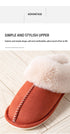 High Quality Cow Suede Leather Plush Fur Lined Women Winter Slippers Home Half Casual Shoes Flats Waterproof Memory Foam House Shoes Slipper With Fuzzy Plush Design