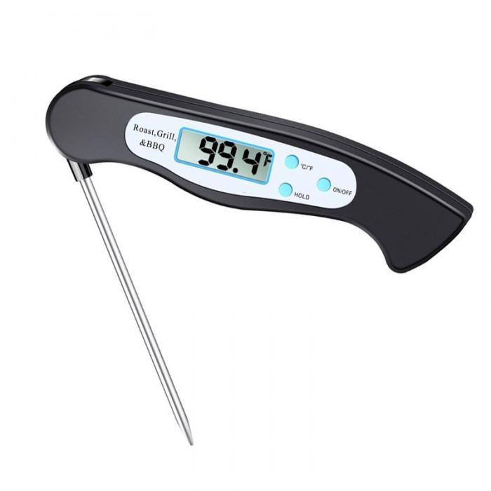 High Quality Foldable Food Thermometer Probe Digital BBQ Meat Kitchen Thermometer  Instant Read Meat Thermometer With 4.6” Folding Probe Backlight & Calibration Function For Cooking Food Candy BBQ Grill Liquids Beef Liquid Water Oil Temperature Gauge