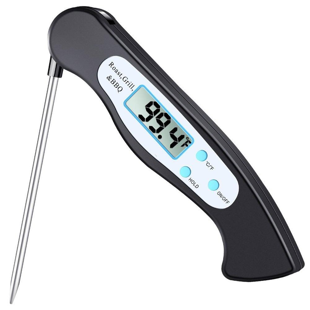 High Quality Foldable Food Thermometer Probe Digital BBQ Meat Kitchen Thermometer  Instant Read Meat Thermometer With 4.6” Folding Probe Backlight & Calibration Function For Cooking Food Candy BBQ Grill Liquids Beef Liquid Water Oil Temperature Gauge