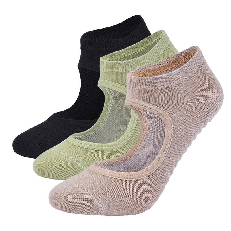 High Quality Pilates Socks Anti-Slip Breathable Backless Yoga Socks Ankle Ballet Dance Sports Socks for Women Fitness