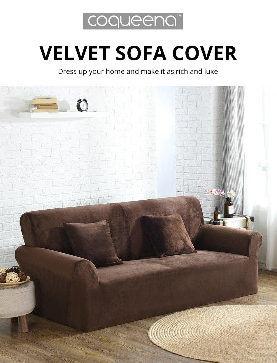 High Quality Velvet Plush Sofa Cover for Living Room Sectional Couch Cover Elastic Case Sofa Slipcover Stretch 1/2/3/4 Seater Velvet Sofa Couch Furniture Protector Soft Anti-Slip High Stretch - STEVVEX Decor - 62, Chair Cover Furniture Protector, creative home decor, Home Accessories, home decor, Home Decoration, Sofa cover, sofa cover for liveing room - Stevvex.com