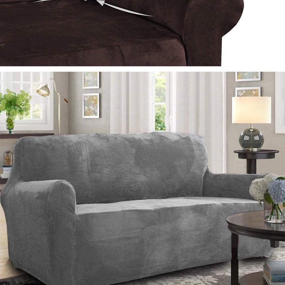 High Quality Velvet Plush Sofa Cover for Living Room Sectional Couch Cover Elastic Case Sofa Slipcover Stretch 1/2/3/4 Seater Velvet Sofa Couch Furniture Protector Soft Anti-Slip High Stretch - STEVVEX Decor - 62, Chair Cover Furniture Protector, creative home decor, Home Accessories, home decor, Home Decoration, Sofa cover, sofa cover for liveing room - Stevvex.com