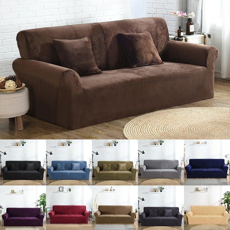 High Quality Velvet Plush Sofa Cover for Living Room Sectional Couch Cover Elastic Case Sofa Slipcover Stretch 1/2/3/4 Seater Velvet Sofa Couch Furniture Protector Soft Anti-Slip High Stretch - STEVVEX Decor - 62, Chair Cover Furniture Protector, creative home decor, Home Accessories, home decor, Home Decoration, Sofa cover, sofa cover for liveing room - Stevvex.com