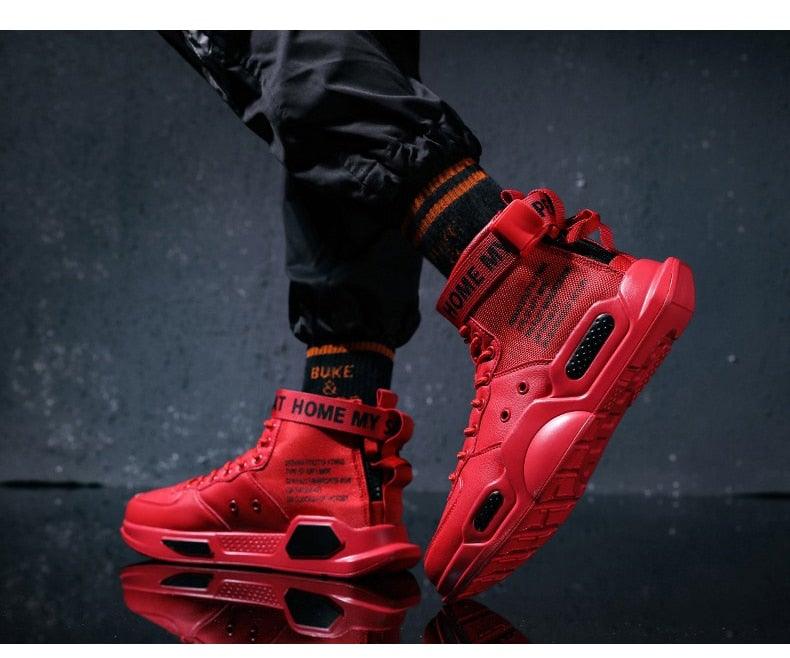 High Top Red Bottom Trend Sneakers For Men Hip Hop Casual Men's Sport High Quality Sneakers Breathable Lightweight Red Basketball Luxury Fashion Running Sneakers