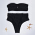 High Waist Bikini Black Swimwear Women Swimsuit High Leg Bikinis Set Women High Waist Bandeau Bikini Set Strapless 2 Piece Bathing Suit Swimsuits Tie Wrap Swimsuits Swimming for Bathing Suit Woman Swimsuits