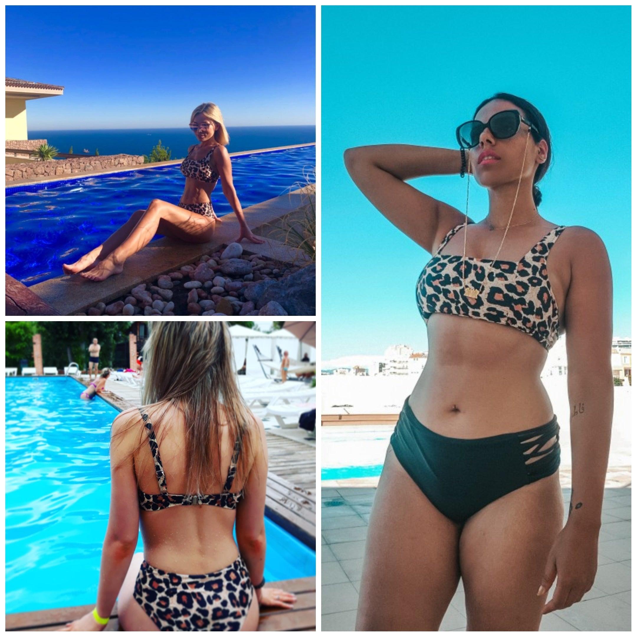 High Waist Bikini Leopard Bikini Women Push Up Swimsuit Women's Leopard Print Swimsuits High Waist Bikini Set 2 Piece Bathing Suits Women Printed Swimwear Tie Dye Summer Swim Beachwear