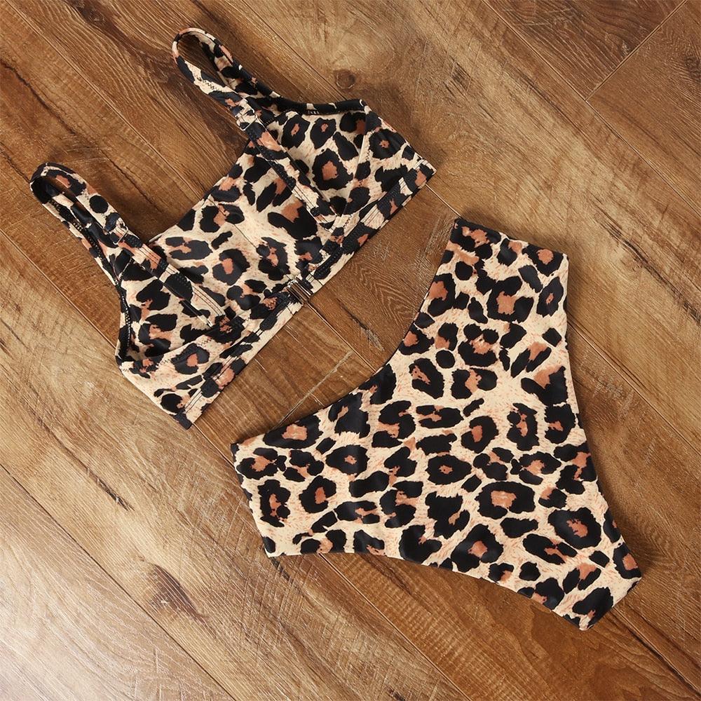 High Waist Bikini Leopard Bikini Women Push Up Swimsuit Women's Leopard Print Swimsuits High Waist Bikini Set 2 Piece Bathing Suits Women Printed Swimwear Tie Dye Summer Swim Beachwear