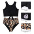 High Waist Bikini Leopard Swimsuit Women Bikini Floral Swimsuit Floral Crop Tie Knot Front High Waist Bikini Set Two Piece Swimsuit For Women Leopard Print High Neck Bikini Push Up Swimwear Summer High Waisted Bathing Suit