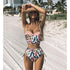 High Waist Bikini Set Push Up Bandage Bikini Swimwear Women Two Pieces Swimsuit Strappy Women High Waist Bikini Set Athletic Two Piece Swimsuit Sporty Scoop Neck Bathing Suit For Teen Girls With Shorts