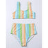 High Waist Bikini Striped Swimsuit Women Swimwear Women's Bathing Suit Triangle Bikini Low Waist Two Piece Swimsuit Female Push up Bikini Set Swimming Wear for Bathing Suit Swimsuits