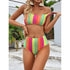 High Waist Bikini Striped Swimsuit Women Swimwear Women's Bathing Suit Triangle Bikini Low Waist Two Piece Swimsuit Female Push up Bikini Set Swimming Wear for Bathing Suit Swimsuits