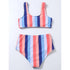 High Waist Bikini Striped Swimsuit Women Swimwear Women's Bathing Suit Triangle Bikini Low Waist Two Piece Swimsuit Female Push up Bikini Set Swimming Wear for Bathing Suit Swimsuits