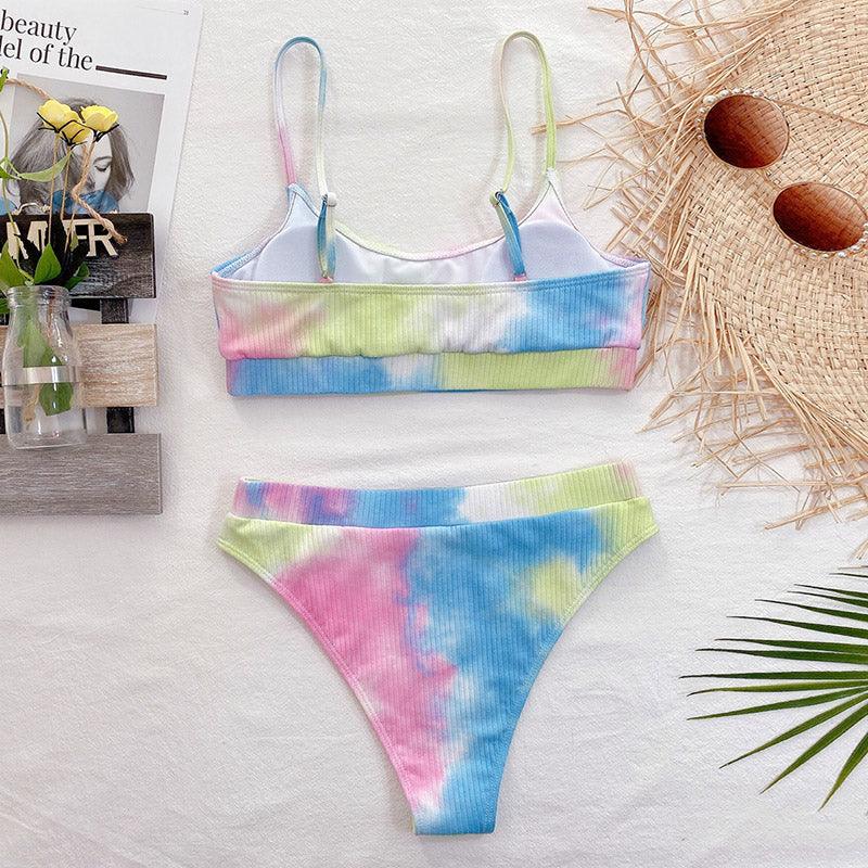 High Waist Bikini Swimsuits Women Push Up Swimwear Ribbed Bathing Suit Strap  Bikinis Set Beachwear High Waist Bathing Suit Full Coverage Two Piece Swimsuit