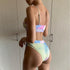 High Waist Bikini Swimsuits Women Push Up Swimwear Ribbed Bathing Suit Strap  Bikinis Set Beachwear High Waist Bathing Suit Full Coverage Two Piece Swimsuit