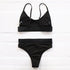 High Waist Bikinis Ribbed Swimwear Women Push Up Swimsuits Women's Scoop Neck Swimsuits High Waist Bikini Sets 2 Piece Bathing Suit Solid Strap Bathing Suit Female Set