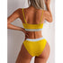 High Waist Bikinis Swimwear Women Push Up Swimsuits Solid High Waist Bikini Sets Sporty Two Pieces Swimsuit Scoop Neck Bathing Suits for Women Ribbed Bathing Suits High Cut Summer Beachwear