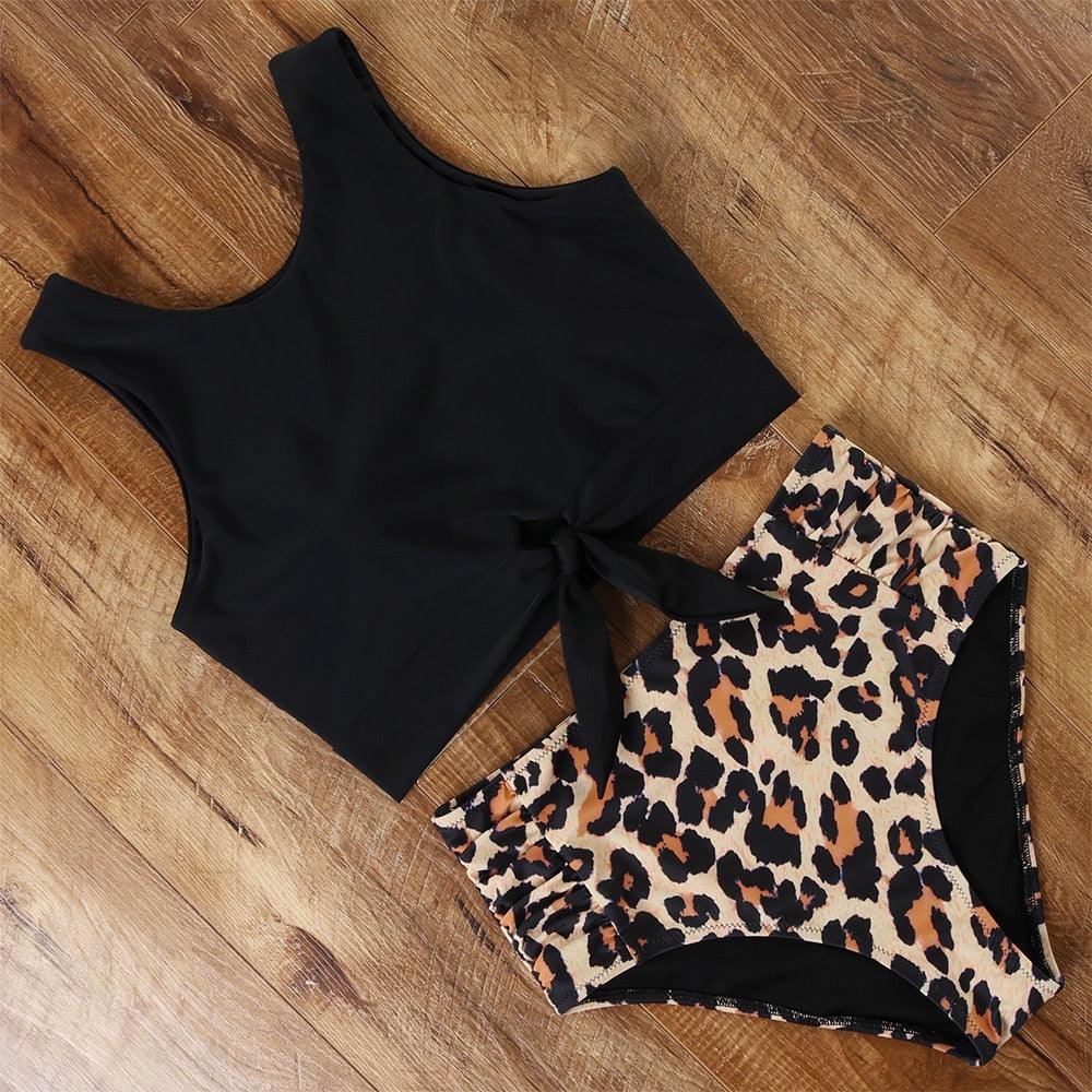 High Waist Swimsuit Bikini Push Up Swimwear Women Bathing Suit Female Bikini Set Leopard Swim Suit Beachwear Women's High Waist Swimsuit 2 Piece Bathing Suits Bikini