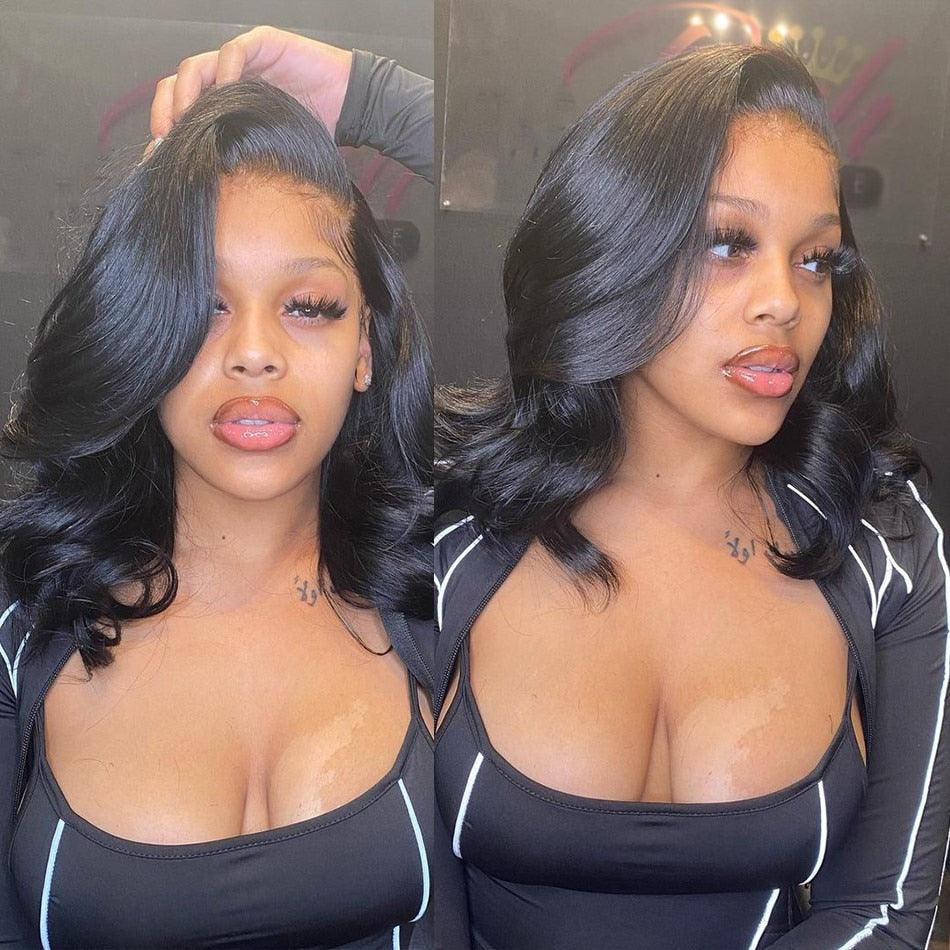 Highlight Wig Human Hair Wigs Short Bob Wig For Black Women T Part Brazilian Pre Plucked With Baby Hair Body Wave Lace Front Wigs For Black Women Cosplay Wigs For Women