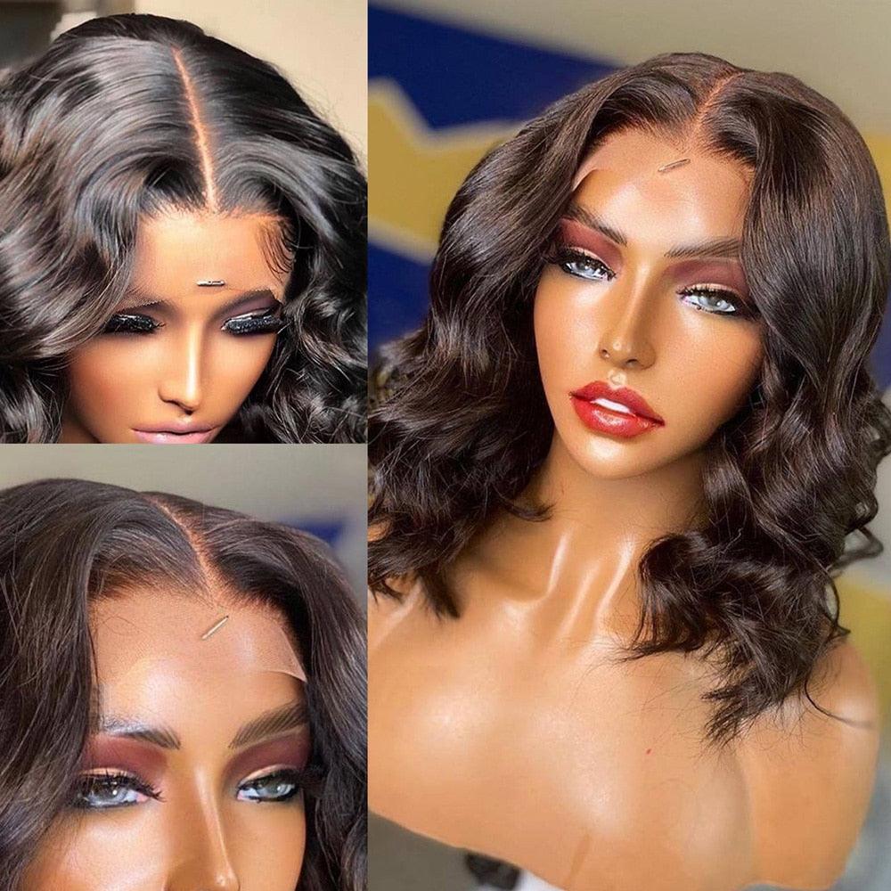 Highlight Wig Human Hair Wigs Short Bob Wig For Black Women T Part Brazilian Pre Plucked With Baby Hair Body Wave Lace Front Wigs For Black Women Cosplay Wigs For Women