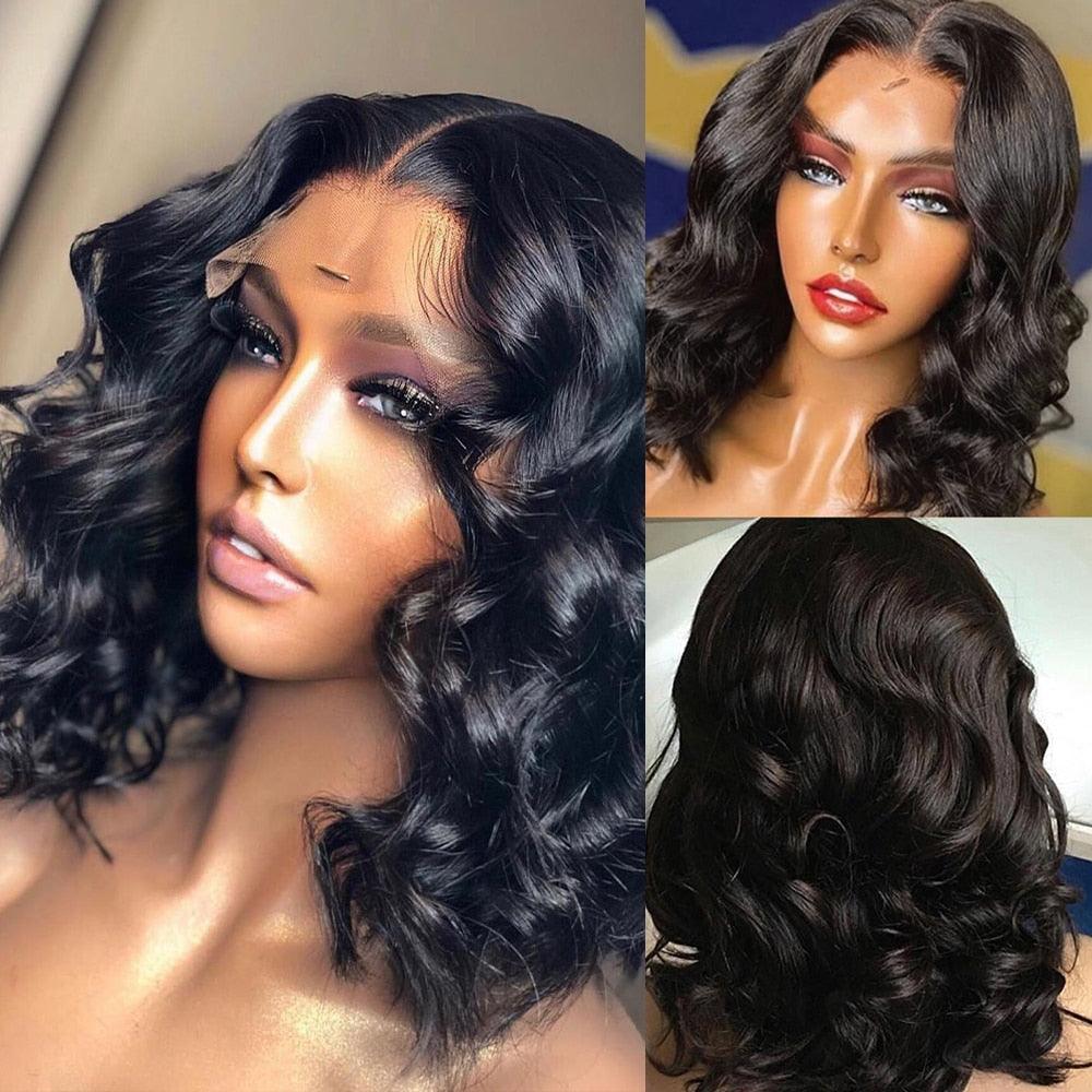 Highlight Wig Human Hair Wigs Short Bob Wig For Black Women T Part Brazilian Pre Plucked With Baby Hair Body Wave Lace Front Wigs For Black Women Cosplay Wigs For Women