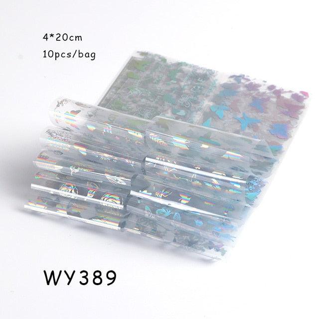 Holographic Nail Foil Transfer Set Sticker Decal Nail Art Foils Designer Marble Nail Decoration Sliders Wraps Manicure  Women Kids Girls Manicure Decoration Nail Art Supplies 3D Self-Adhesive Nail Decals Designer Nail Stickers for Acrylic Nails