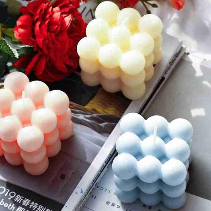 Home Decoration Candle Cube Bubble Candles Handmade Scented Candle Hand Poured Decorative Candle Aesthetic Candles Room Decor for Home Use Bedroom Soy Wax Aromatherapy Cube Candle Scented Relaxing Birthday Gift Home Decoration