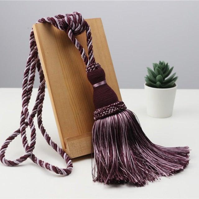 Home Decoration Polyester Tassel Tiebacks Curtain Holder Handmade Tassel Curtain Rope Holdback Window Drape Hanging Ball Tassels Curtains Buckle Sling Binding Lantern Tiebacks Handcrafted Braided Curtain Holdbacks Window Home Decor 55-90cm