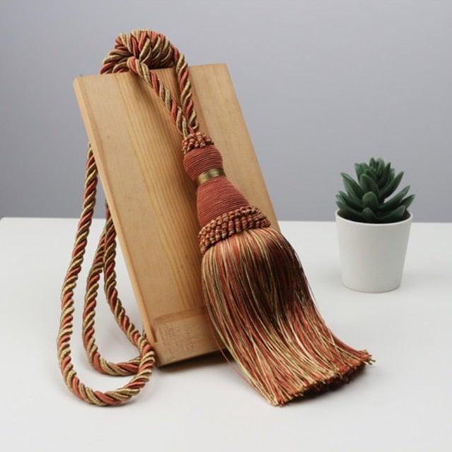 Home Decoration Polyester Tassel Tiebacks Curtain Holder Handmade Tassel Curtain Rope Holdback Window Drape Hanging Ball Tassels Curtains Buckle Sling Binding Lantern Tiebacks Handcrafted Braided Curtain Holdbacks Window Home Decor 55-90cm