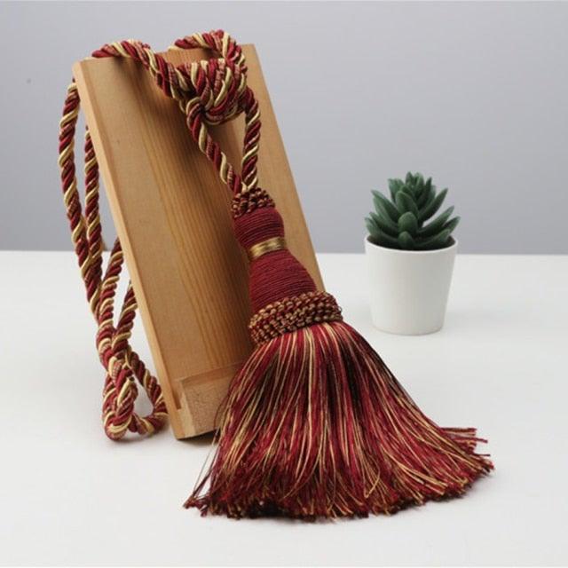 Home Decoration Polyester Tassel Tiebacks Curtain Holder Handmade Tassel Curtain Rope Holdback Window Drape Hanging Ball Tassels Curtains Buckle Sling Binding Lantern Tiebacks Handcrafted Braided Curtain Holdbacks Window Home Decor 55-90cm