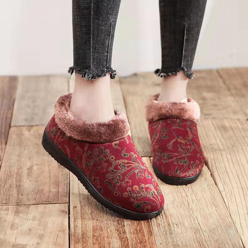 Home Slippers For Women Winter Warm Plush Cotton Home Slippers Women Non Slip Velvet Cotton Couple Soft Shoes Indoor Warm Fuzzy Plush Fleece Lining Bedroom Comfy Home Living Room Shoes