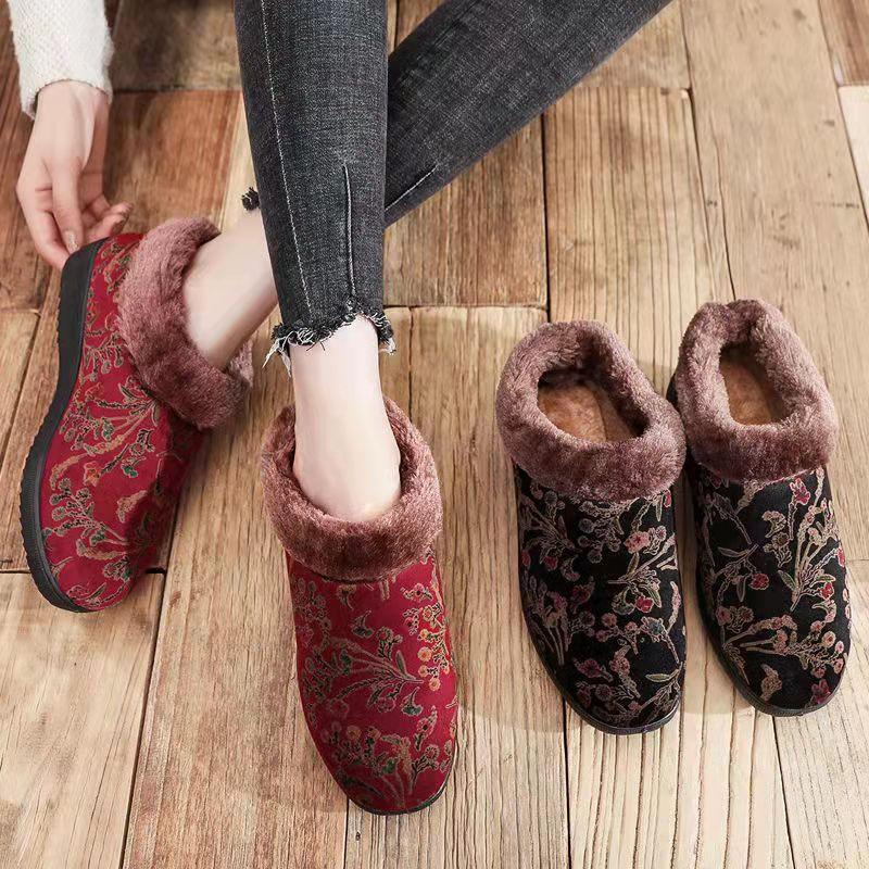 Home Slippers For Women Winter Warm Plush Cotton Home Slippers Women Non Slip Velvet Cotton Couple Soft Shoes Indoor Warm Fuzzy Plush Fleece Lining Bedroom Comfy Home Living Room Shoes