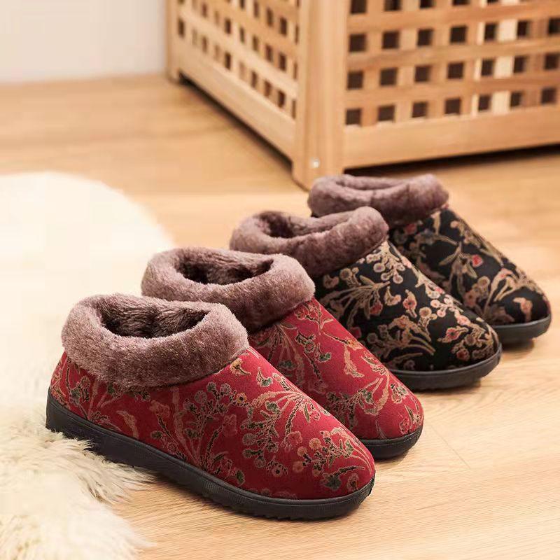 Home Slippers For Women Winter Warm Plush Cotton Home Slippers Women Non Slip Velvet Cotton Couple Soft Shoes Indoor Warm Fuzzy Plush Fleece Lining Bedroom Comfy Home Living Room Shoes