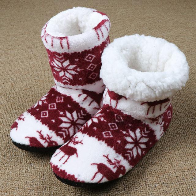 Home Slippers Women Winter Floor Shoes Christmas Elk Indoor Socks Shoes Warm Fur Slides Plush Slippers Socks For Women Fuzzy Womens Slipper Booties