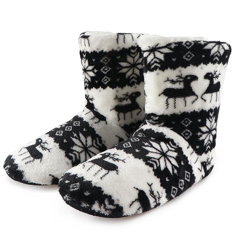 Home Slippers Women Winter Floor Shoes Christmas Elk Indoor Socks Shoes Warm Fur Slides Plush Slippers Socks For Women Fuzzy Womens Slipper Booties