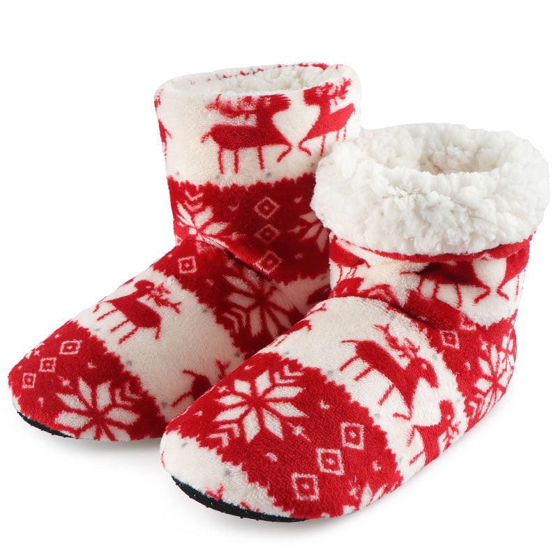 Home Slippers Women Winter Floor Shoes Christmas Elk Indoor Socks Shoes Warm Fur Slides Plush Slippers Socks For Women Fuzzy Womens Slipper Booties