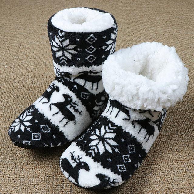 Home Slippers Women Winter Floor Shoes Christmas Elk Indoor Socks Shoes Warm Fur Slides Plush Slippers Socks For Women Fuzzy Womens Slipper Booties