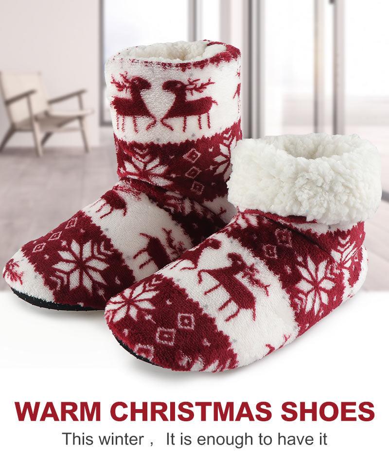 Home Slippers Women Winter Floor Shoes Christmas Elk Indoor Socks Shoes Warm Fur Slides Plush Slippers Socks For Women Fuzzy Womens Slipper Booties