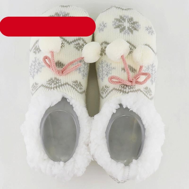 Home Socks Slippers Women Plush Warm Knit Slippers Lightweight Soft Comfortable Winter Slippers Women Indoor Slippers Winter Fuzzy Warm Cozy Fleece Lined Slipper Socks Non Slip Super Soft Thick Christmas Socks