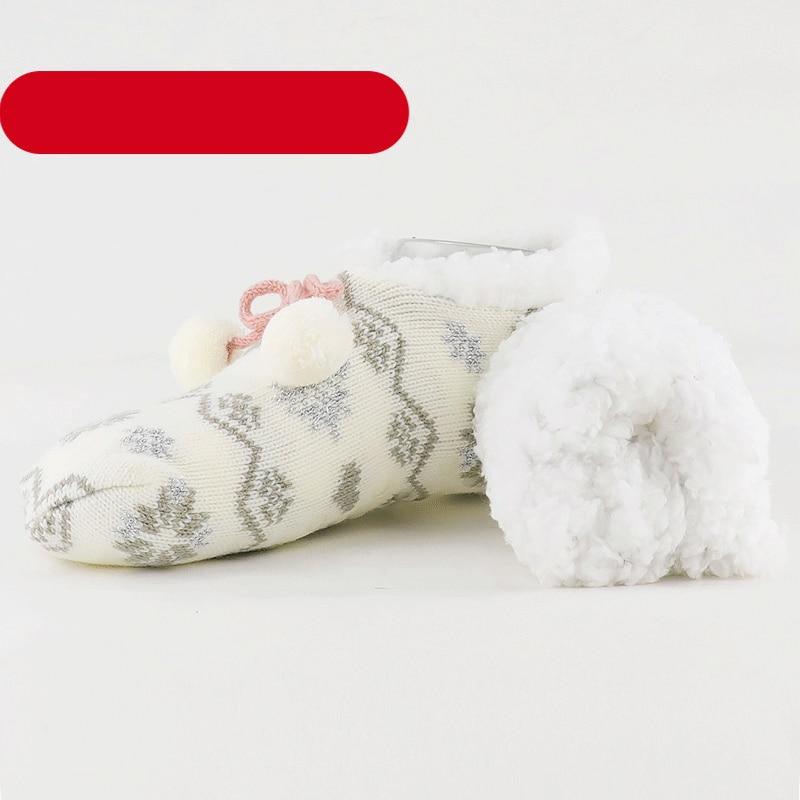 Home Socks Slippers Women Plush Warm Knit Slippers Lightweight Soft Comfortable Winter Slippers Women Indoor Slippers Winter Fuzzy Warm Cozy Fleece Lined Slipper Socks Non Slip Super Soft Thick Christmas Socks